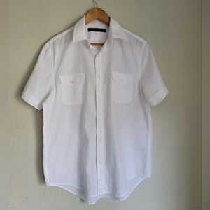 Perry Ellis White Casual Button Down Shirt